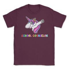 Funny School Counselor Dabbing Unicorn Cute Appreciation product - Maroon