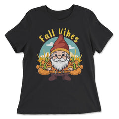 Fall Vibes Cute Gnome with Pumpkins Autumn Graphic product - Women's Relaxed Tee - Black
