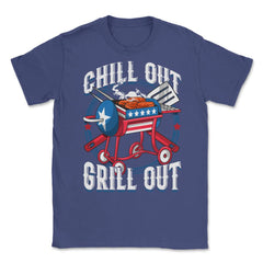 Chill Out Grill Out 4th of July BBQ Independence Day graphic Unisex - Purple