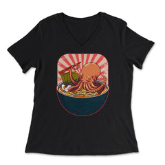Ramen Octopus for Fans of Japanese Cuisine and Culture product - Women's V-Neck Tee - Black