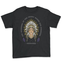 Chieftess Peacock Feathers Motivational Native Americans design - Youth Tee - Black