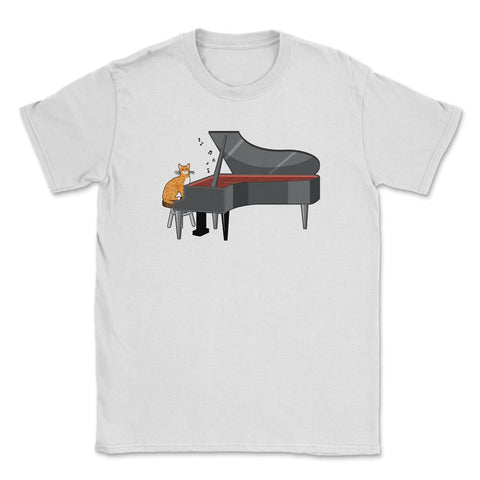 Funny Cat Playing Piano Pianist Music Instrument Cat Lover design - White