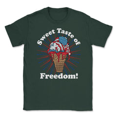 Patriotic Ice Cream Cone American Flag Independence Day graphic - Forest Green