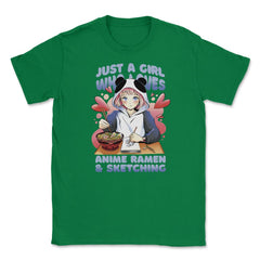 Just a Girl Who Loves Anime Ramen & Sketching For Women Girl design - Green