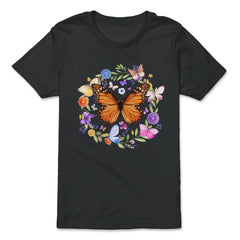 Pollinator Butterflies & Flowers Cottage core Aesthetic product - Premium Youth Tee - Black