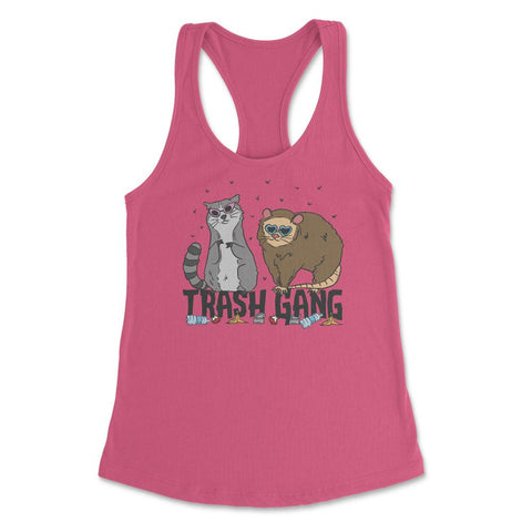 Trash Gang Funny Possum & Raccoon Lover Trash Animal Pun graphic - Hot Pink