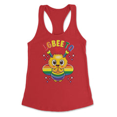 LGBEETQ Cute Bee in Rainbow Flag Colors Gay Pride print Women's - Red