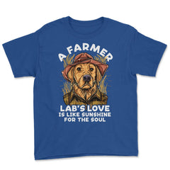 Labrador Farmer Lab’s Dog in Farmer Outfit Labrador design Youth Tee - Royal Blue