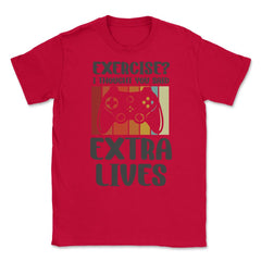 Funny Gamer Vintage Exercise Thought You Said Extra Lives graphic - Red