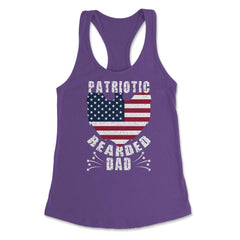 Patriotic Bearded Dad 4th of July Dad Patriotic Grunge design Women's - Purple