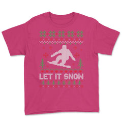 Let It Snow Snowboarding Ugly Christmas graphic Style design Youth Tee - Heliconia