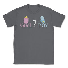 Funny Girl Boy Baby Gender Reveal Announcement Party print Unisex - Smoke Grey