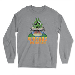 Science Birthday Alien UFO & Earth Science 4th Birthday product - Long Sleeve T-Shirt - Grey Heather