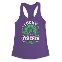 Lucky To Be a Teacher St Patrick’s Day Boho Rainbow print Women's - Purple