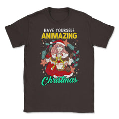 Animazing Christmas Santa Anime Girl with Poinsettias Funny product - Brown