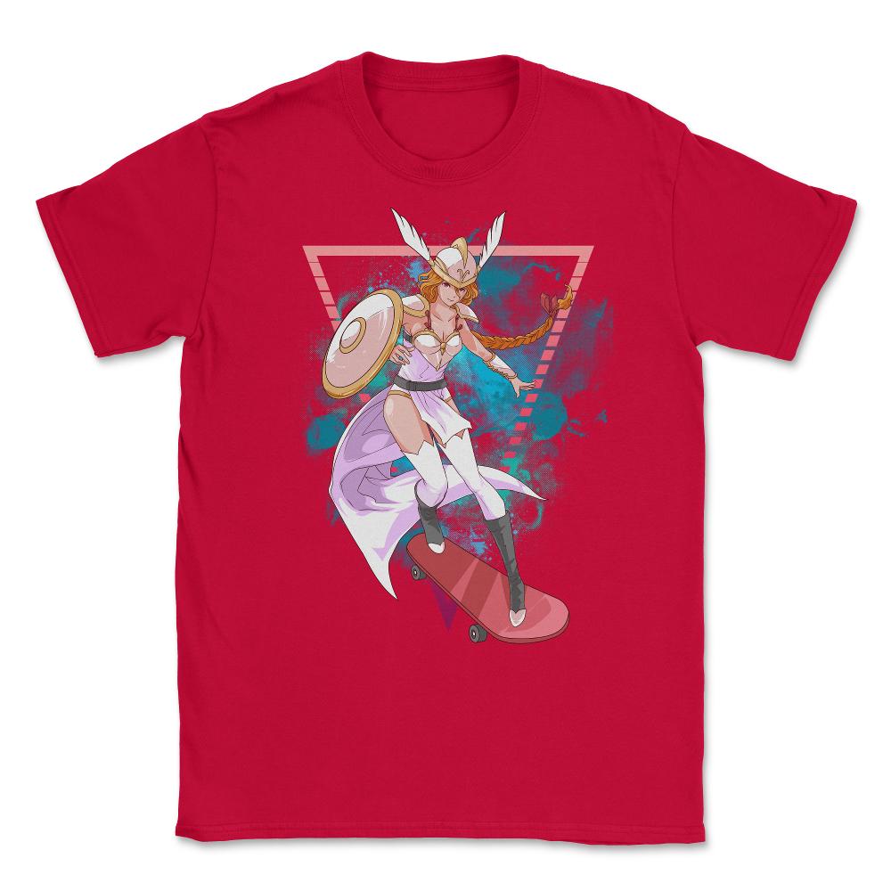 Valkyrie Skateboarding Anime Girl Norse Mythology Design graphic - Red