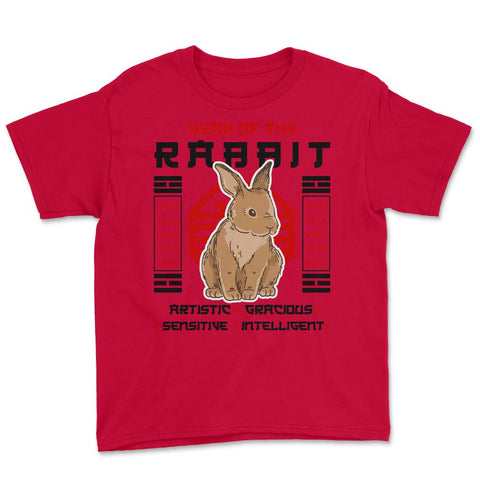 Chinese Year of Rabbit 2023 Chinese Aesthetic graphic Youth Tee - Red