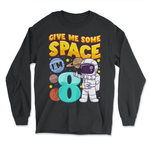 Science Birthday Astronaut & Planets Science 8th Birthday design - Long Sleeve T-Shirt - Black