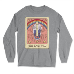 The Boba Tea Foodie Tarot Card Bubble Tea Lover design - Long Sleeve T-Shirt - Grey Heather