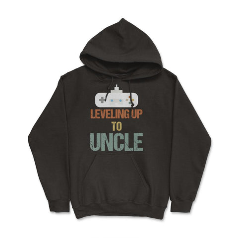 Funny Leveling Up To Uncle Gamer Vintage Retro Gaming print Hoodie - Black