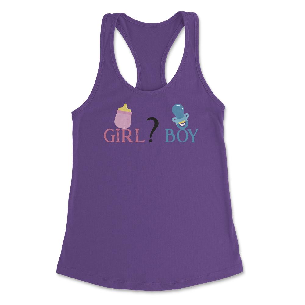 Funny Girl Boy Baby Gender Reveal Announcement Party product Women's - Purple
