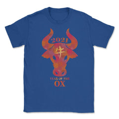 2021 Year of the Ox Watercolor Design Grunge Style graphic Unisex - Royal Blue