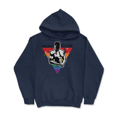 Fueled by Pride Gay Pride Guy in Rainbow Triangle2 Gift design Hoodie - Navy