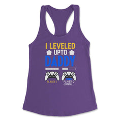 Funny Dad Leveled Up to Daddy Gamer Soon To Be Daddy graphic Women's - Purple