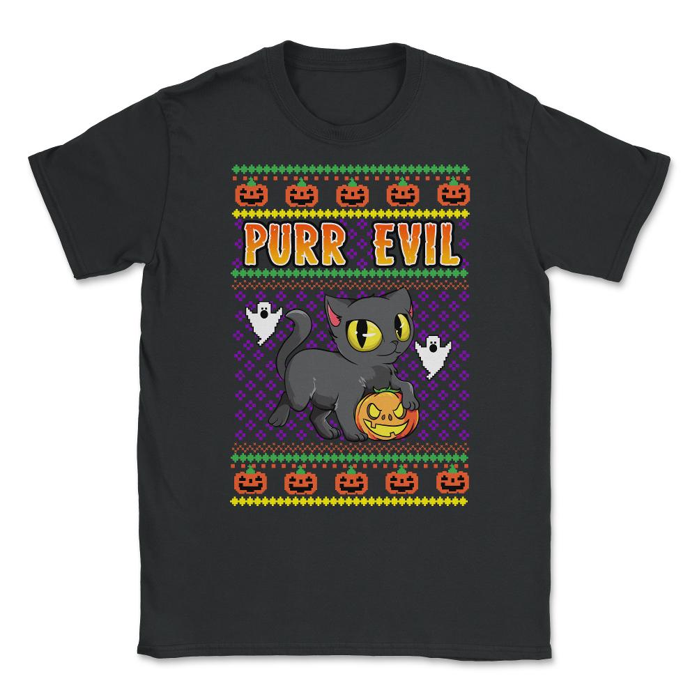 Purr Evil Ugly print Style Halloween Design Pun Gift graphic Unisex - Black