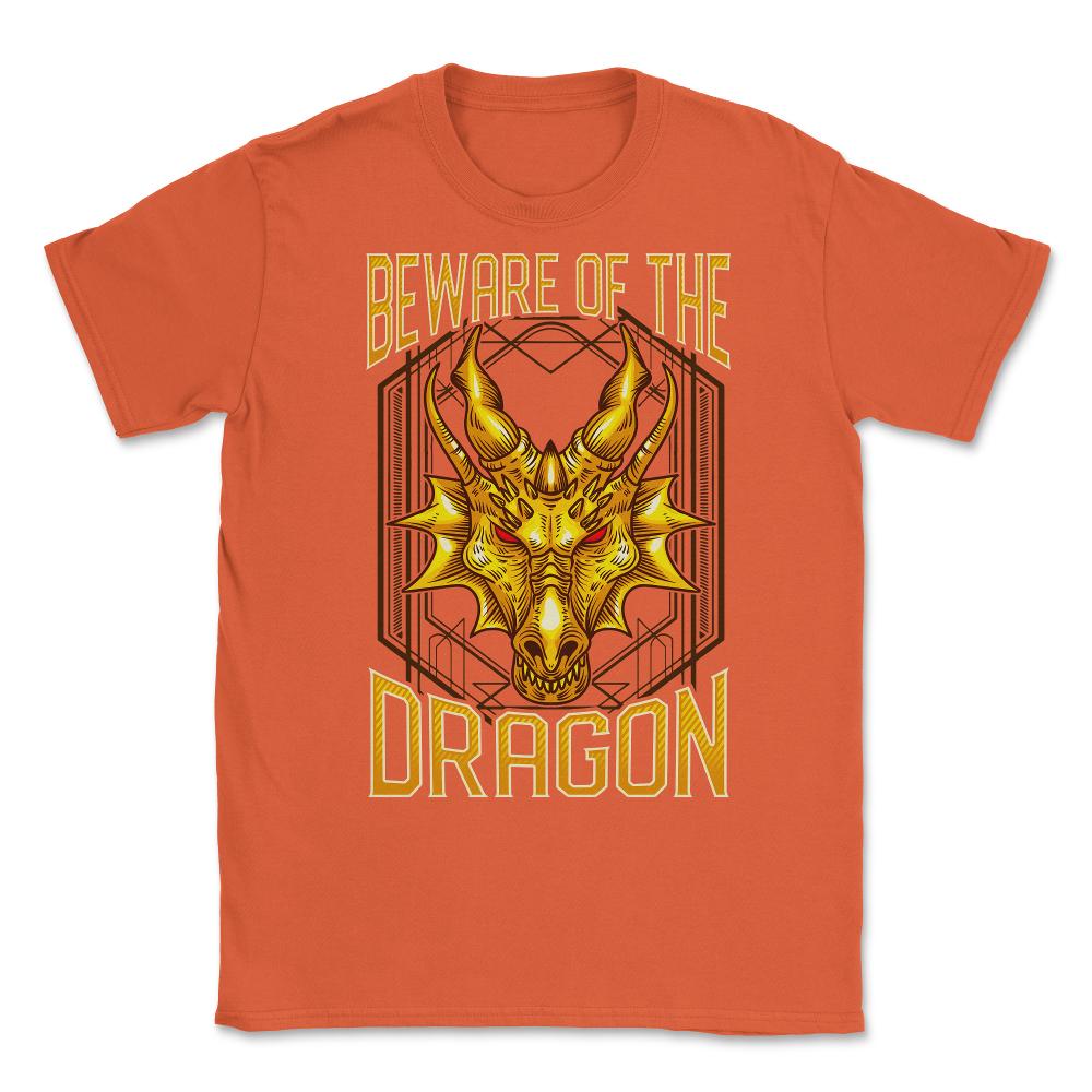 Beware of The Dragon Fantasy Art product Unisex T-Shirt - Orange