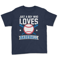 Funny Just A Boy Who Loves Baseball Pitcher Catcher Batter design - Navy