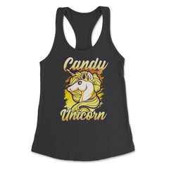 Candy Corn Unicorn Halloween Funny Candy Unicorn Women's Racerback