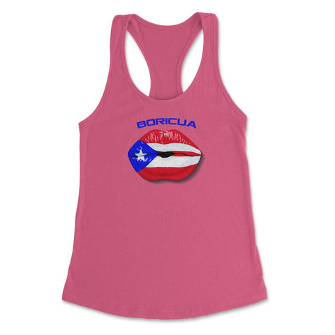 Boricua Kiss Puerto Rico Flag Lips Design graphic Women's Racerback