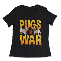 Funny Pug of War Pun Tug of War Dog product - Women's V-Neck Tee - Black
