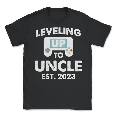 Funny Gamer Uncle Leveling Up To Uncle Est 2023 Gaming graphic Unisex - Black