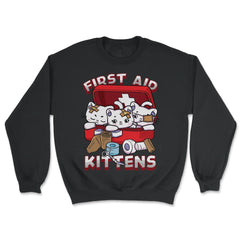 First Aid Kittens Pun Kawaii Kitties inside First Aid Box graphic - Unisex Sweatshirt - Black