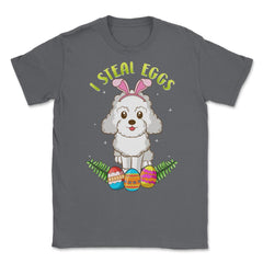 Easter Poodle dog with Bunny Ears Funny I steal eggs Gift product - Smoke Grey