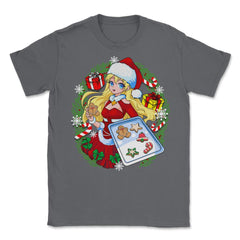 Anime Christmas Santa Girl with Xmas Cookies Cosplay Funny print - Smoke Grey