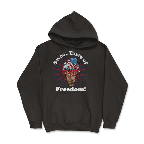 Patriotic Ice Cream Cone American Flag Independence Day graphic Hoodie - Black