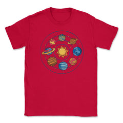 Solar System Planets Funny Planets Pluto Included Gift graphic Unisex - Red