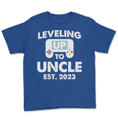 Funny Gamer Uncle Leveling Up To Uncle Est 2023 Gaming graphic Youth - Royal Blue