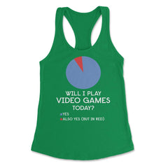 Funny Gamer Will I Play Video Games Today Pie Chart Humor graphic - Kelly Green