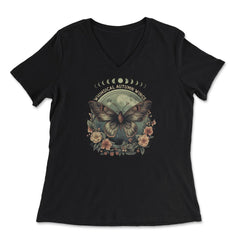 Cottage Core Butterfly With Flower Nature Lover Product design - Women's V-Neck Tee - Black