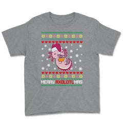 Christmas Kawaii Axolotl Merry Axolotlmas Funny Ugly Xmas print Youth - Grey Heather