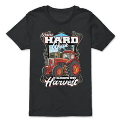 Farming Tractor Where Hard Work Blossoms into Harvest print - Premium Youth Tee - Black