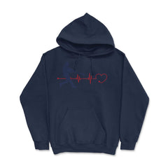 Baseball Lover Heartbeat Pitcher Batter Catcher Funny graphic Hoodie - Navy