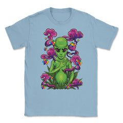 Alien Hippie Smoking Marijuana Hilarious Groovy Art print Unisex - Light Blue