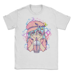 Anime Pastel Girl Drinking Bubble Tea Boba Lover Gift print Unisex - White