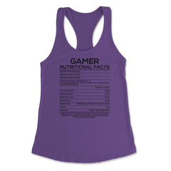 Funny Gamer Nutritional Facts Video Gaming Humor Gamers graphic - Purple