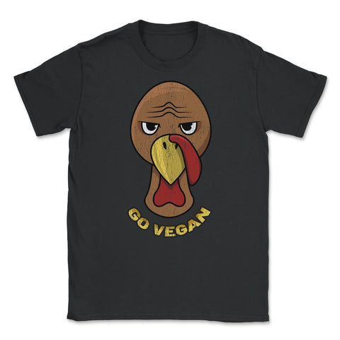 Go Vegan Grumpy Turkey Funny Design Gift print Unisex T-Shirt - Black